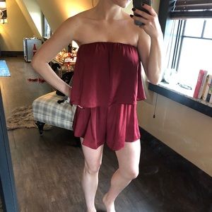 NWOT tiered red satin romper